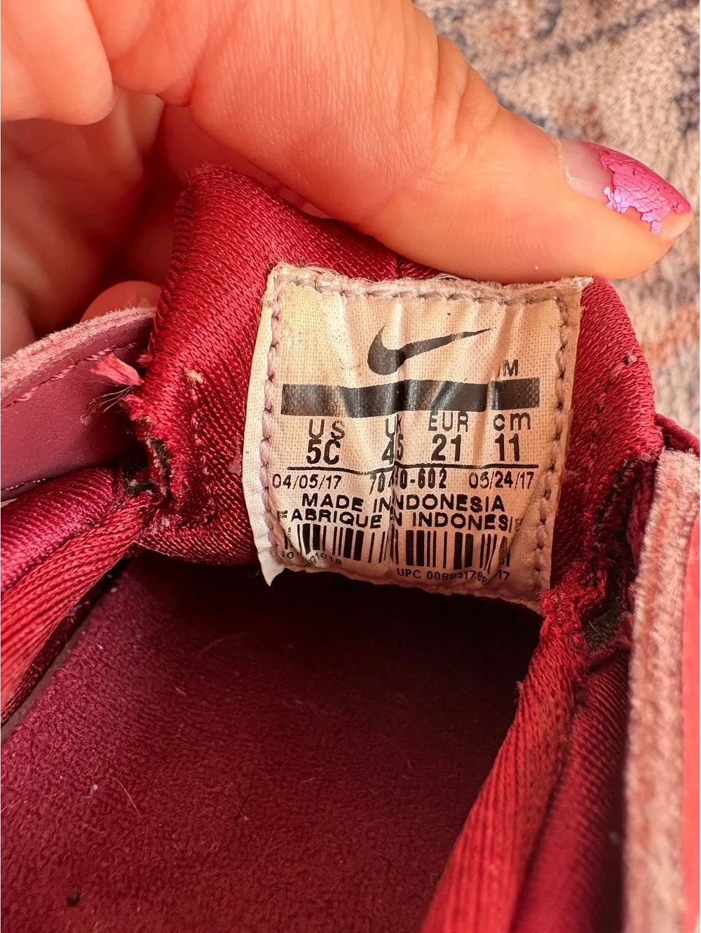 5C Burgundy Nike Toddler Huarache Slip On Sneakers